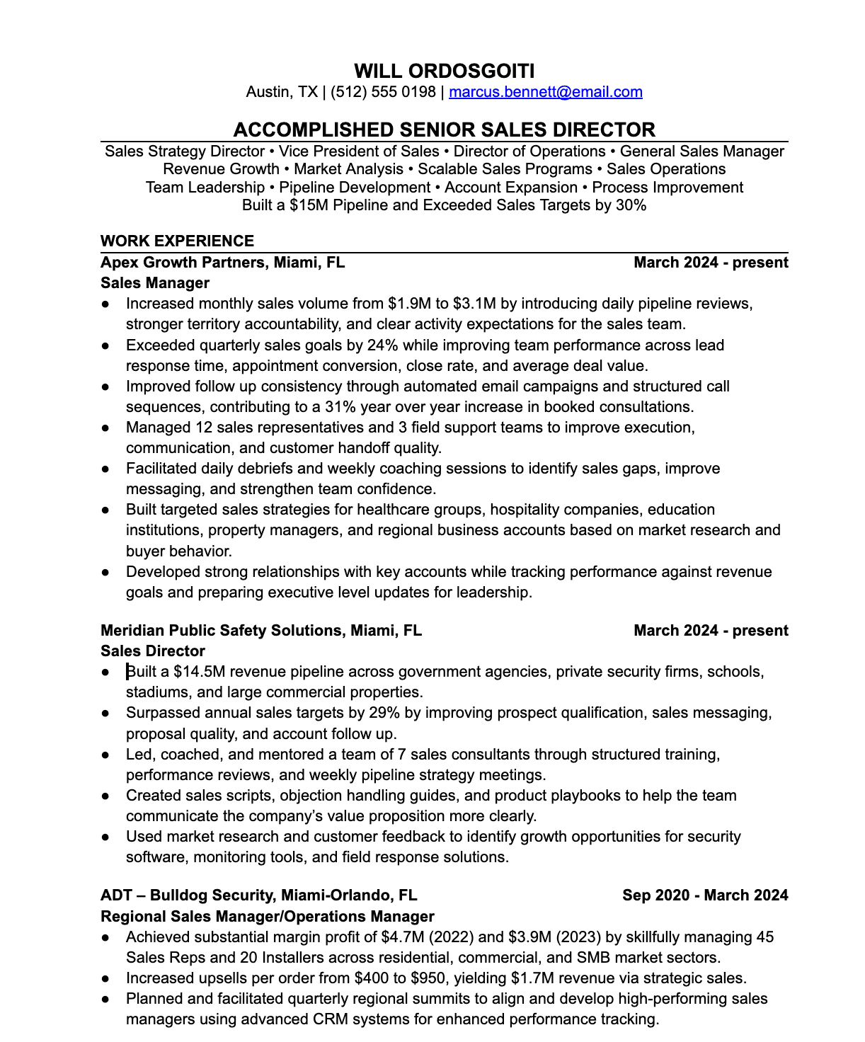 Resume with a highlighted professional summary