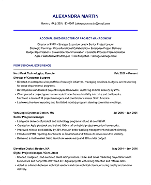 Executive resume template with clean layout highlighting leadership experience and strategic achievements