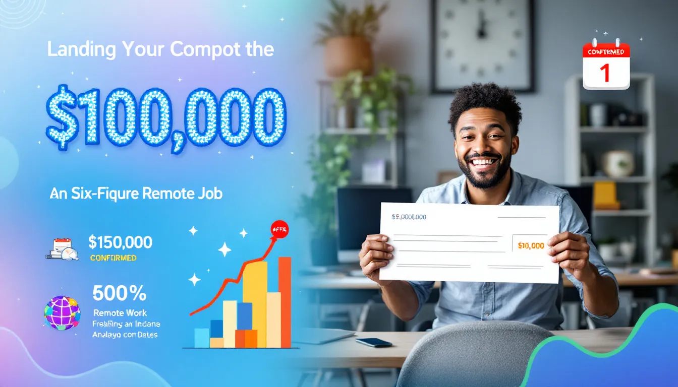 A person successfully landing a six figure remote job, celebrating their achievement.