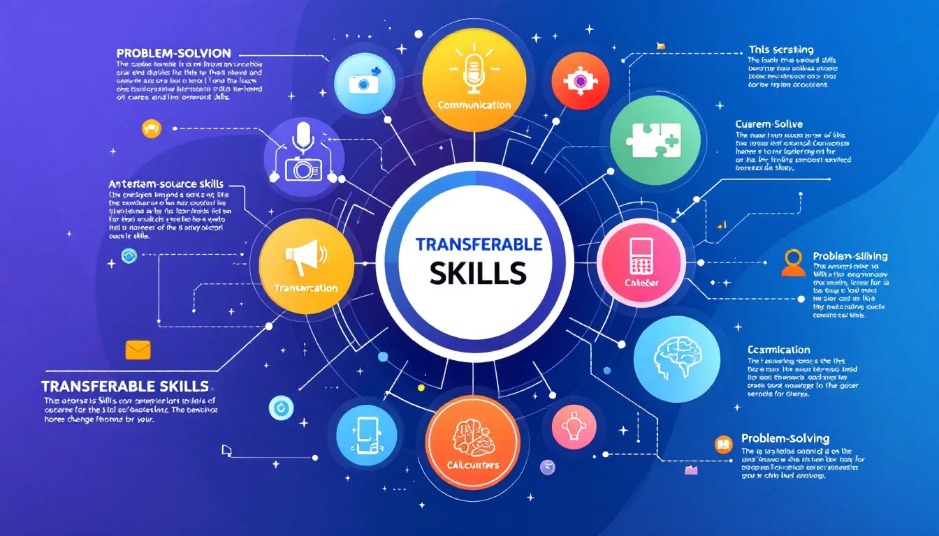 A diagram showing transferable skills for career changes, including examples.