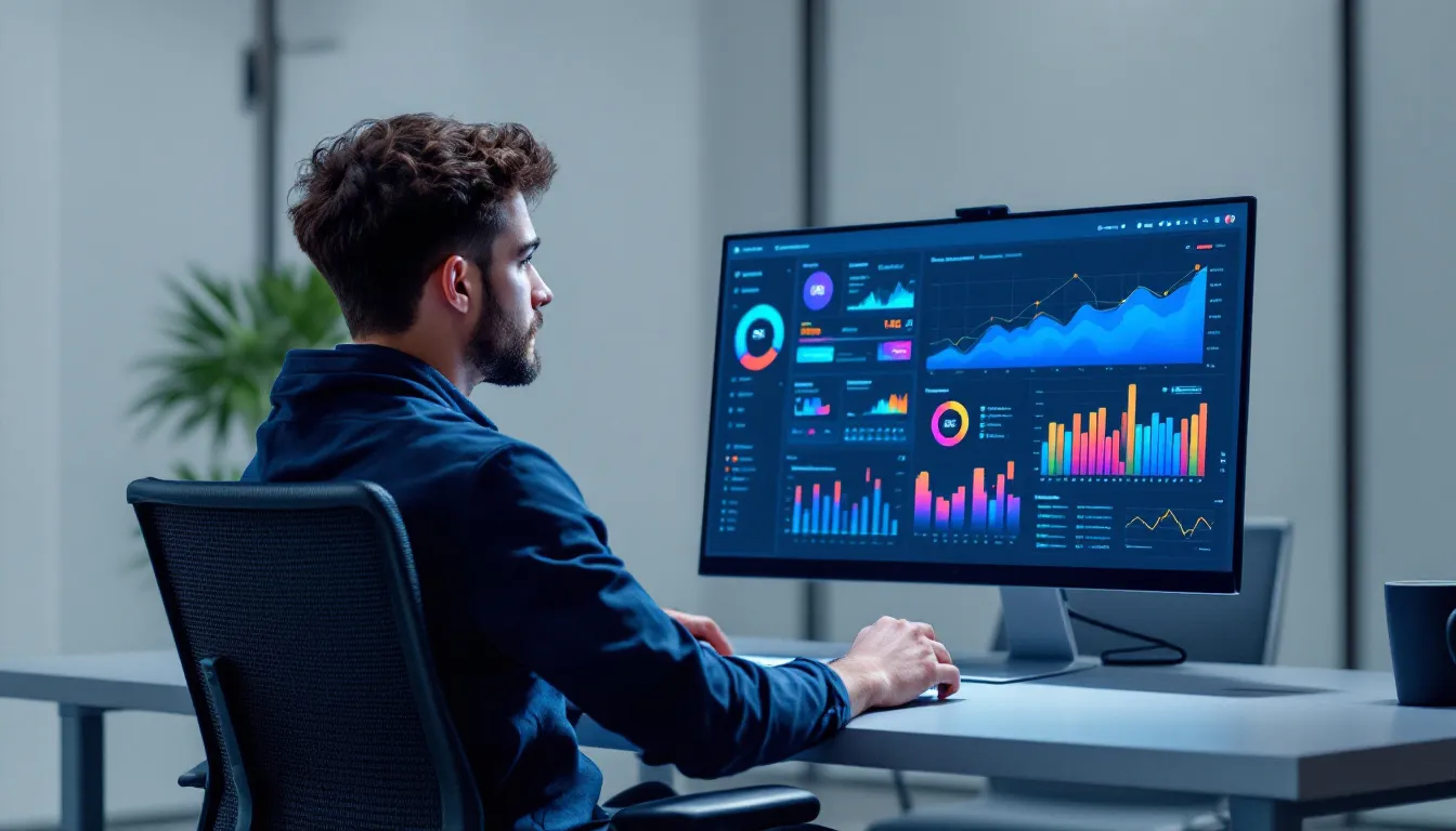 A data scientist analyzing data on a computer screen.